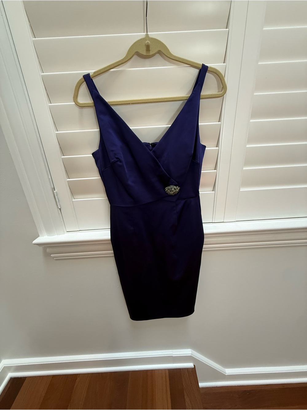 Kay Unger Purple V-Neck Wrap-Front Sheath Dress